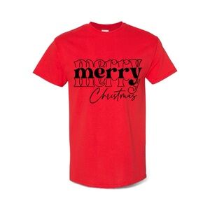 Hand Crafted Red Merry Christmas T-Shirt